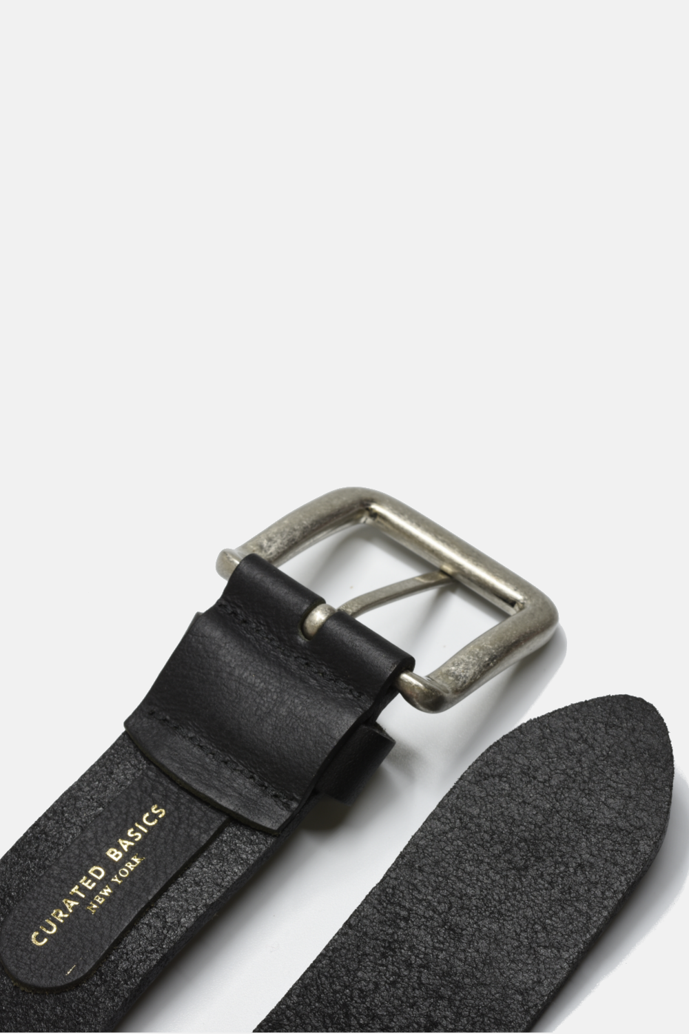 Curated Basics - Wide Black Leather on Steel Buckle Belt