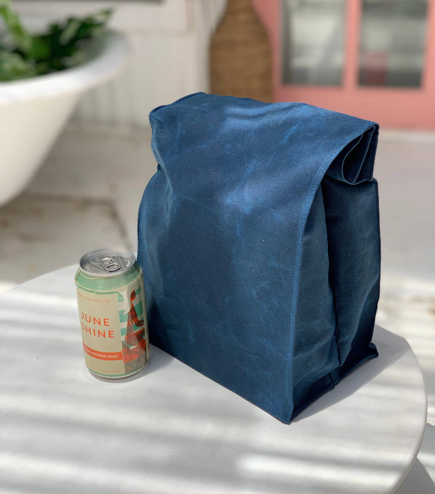 Waxed canvas lunch bag