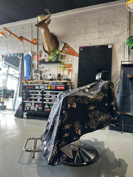 Barber chair at Marcus & Beatty barbershop in Tuscaloosa, Alabama – modern, Southern-style shop near the University of Alabama