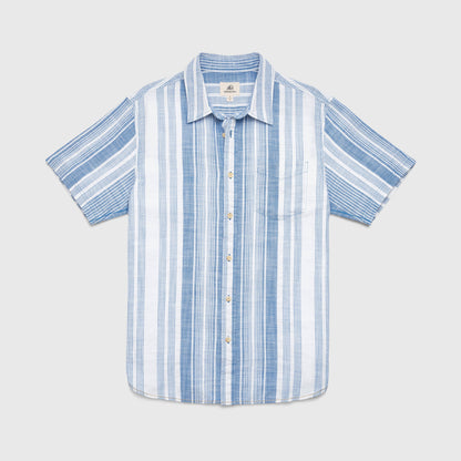 Joey s/s variegated stripe slub cotton shirt