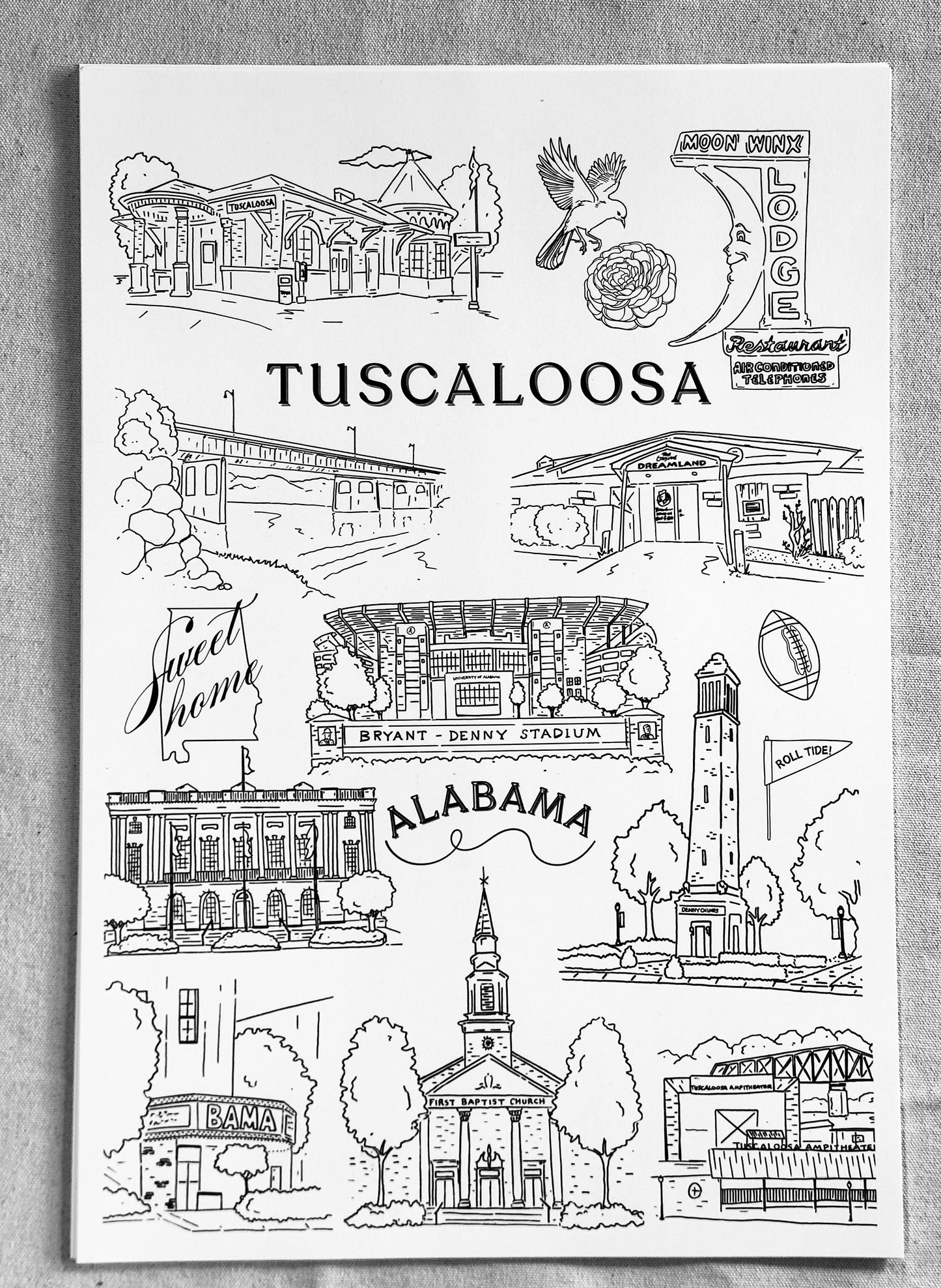 Tuscaloosa Icons Line Art Print – by Jamey Hamm