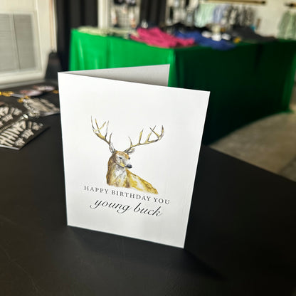 Happy Birthday Young Buck Funny Deer Greeting Card