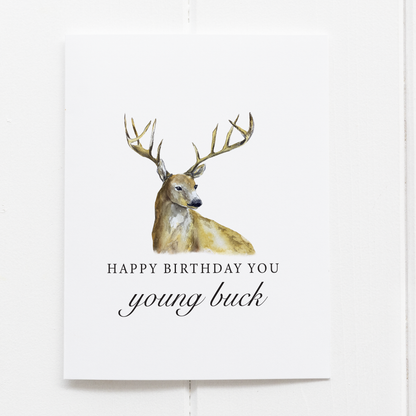 Happy Birthday Young Buck Funny Deer Greeting Card