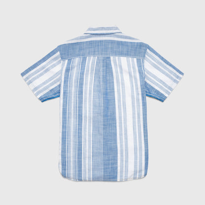 Joey s/s variegated stripe slub cotton shirt