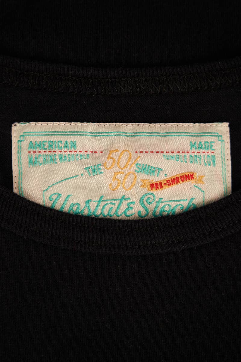 Upstate Stock - The 50/50 Upcycled Cotton Shirt - POCKET TEE - BLACK